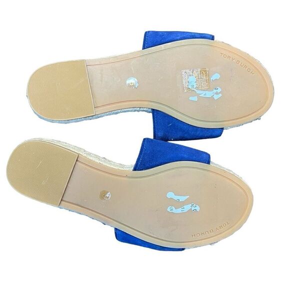 Tory Burch Benton Open Toe Espadrille Slide in Midnight Blue  Suede NWOB Size 5 - Picture 4 of 8